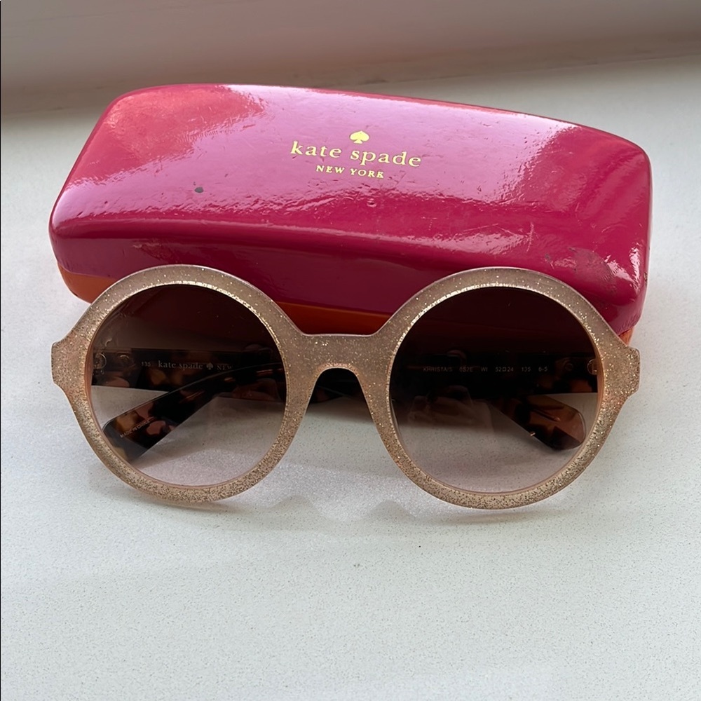Kate Spade Pink Gold Round Sunglasses